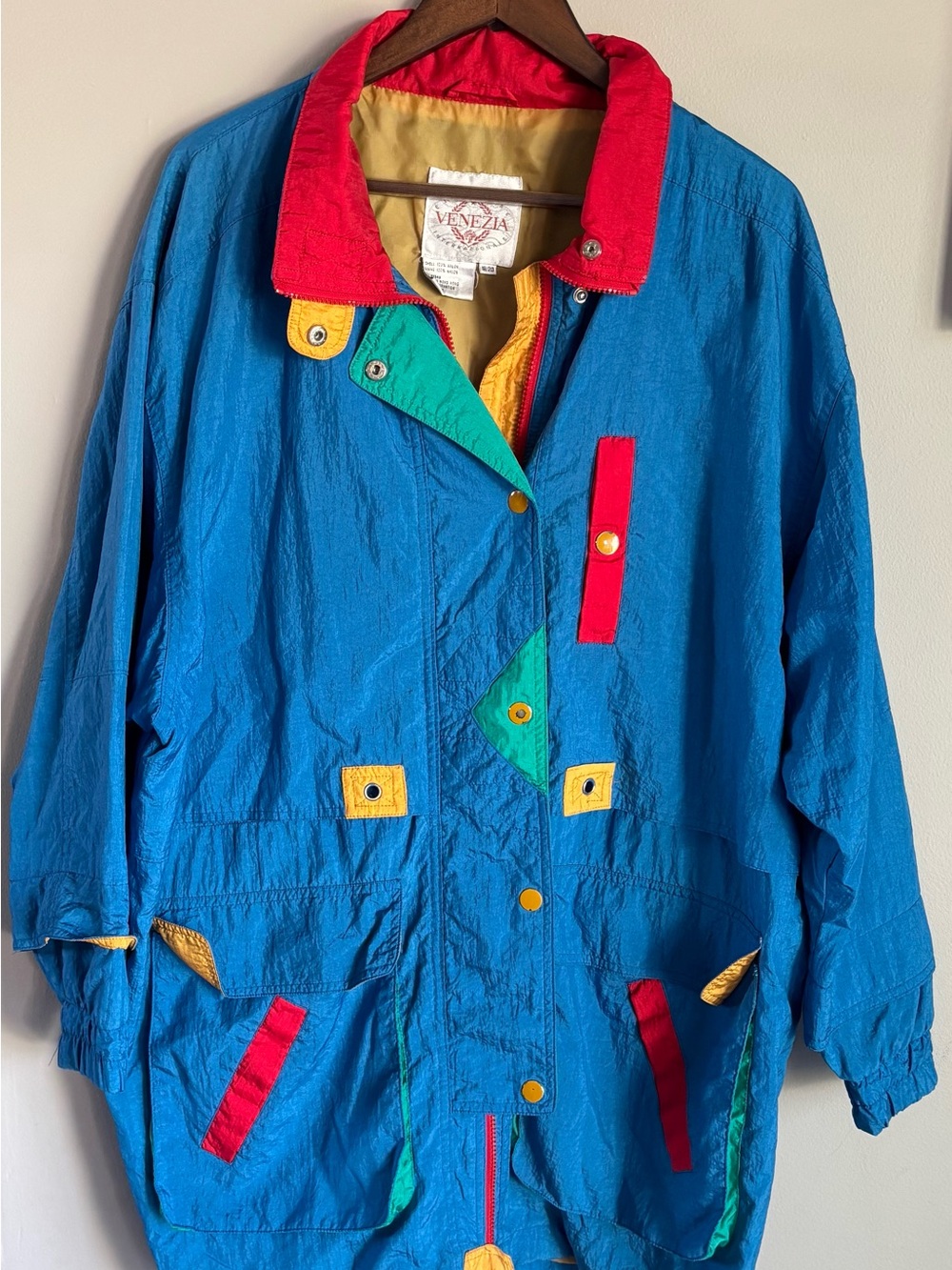 Vintage Venezia Colorblock Blue Bomber Jacket